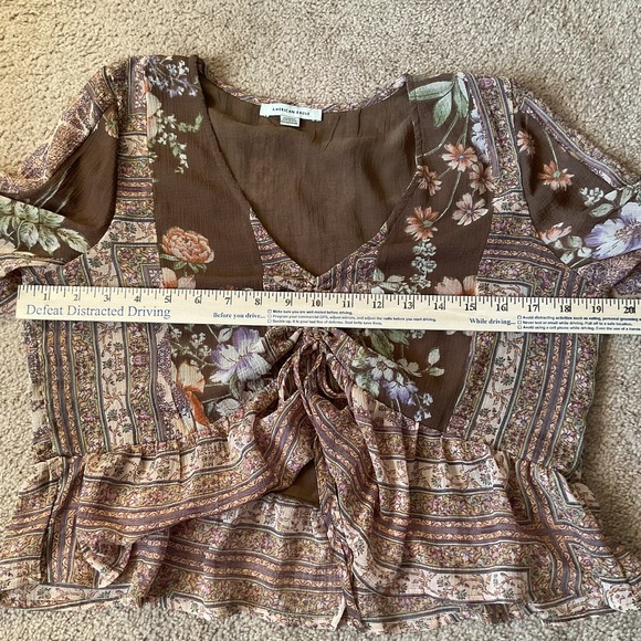 American Eagle Sheer Fairycore Grunge Crop Top with Peasant Sleeve Size Medium - Picture 9 of 10